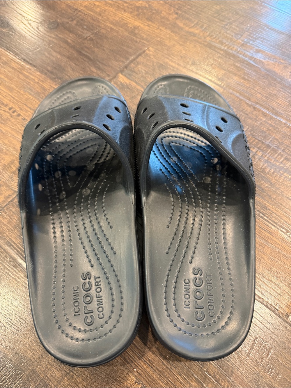 CROCS Black Slide Sandals with Vent Holes - Picture 2 of 3